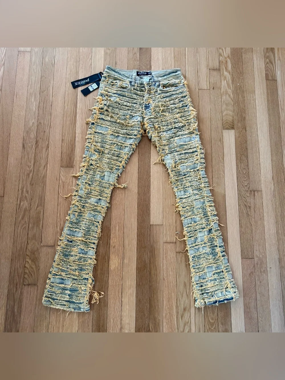 New Politics Jeans Co Deadstock Denim Distressed/Flare Sandblast With Tags $128